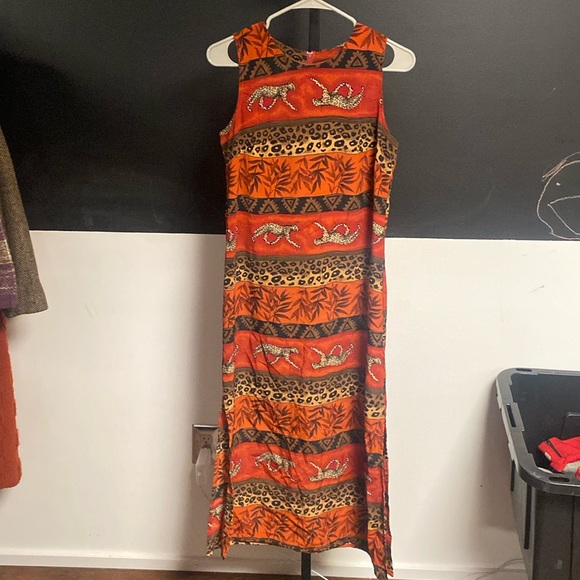 K.C Spencer 90s cheetah maxi dress size 4P - Picture 3 of 7